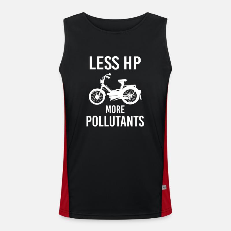 Mofa Nostalgie Geschenk Less Hp More Pollutants Funktionelles Kontrast-Tank Top für Männer 