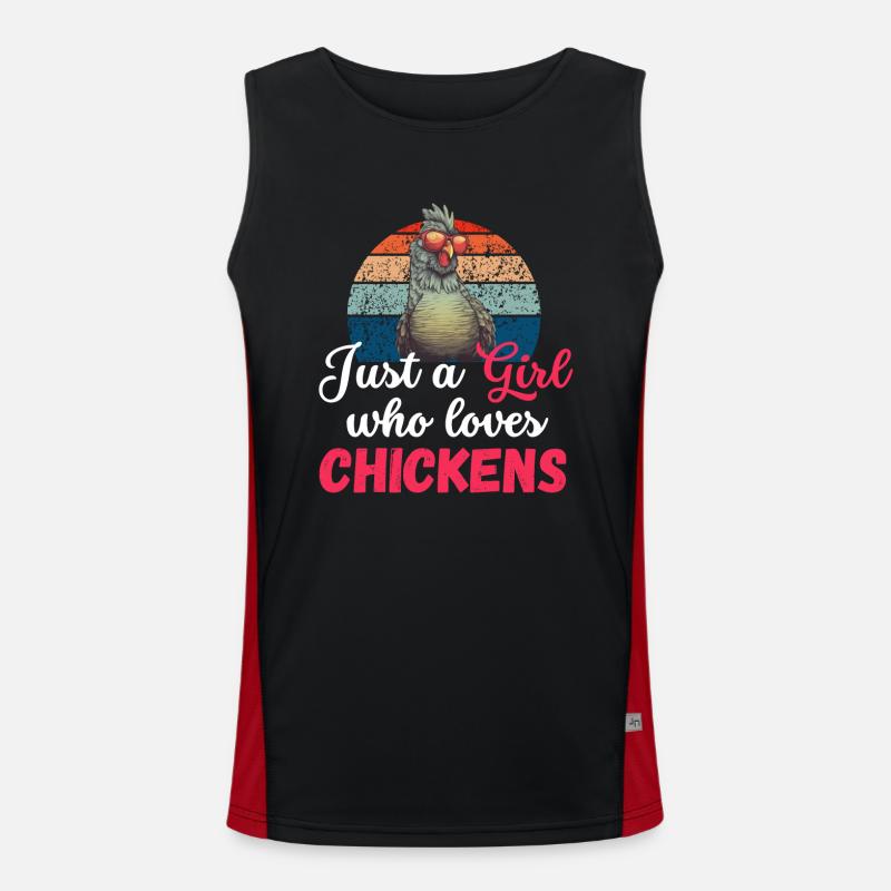 Bauer Nur ein Mädchen das Hühner liebt Retro Huhn Funktionelles Kontrast-Tank Top für Männer 