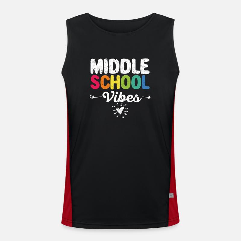 Middle School Vibes Funny Teacher Student Learning Men's Functional Contrast Tank Top 