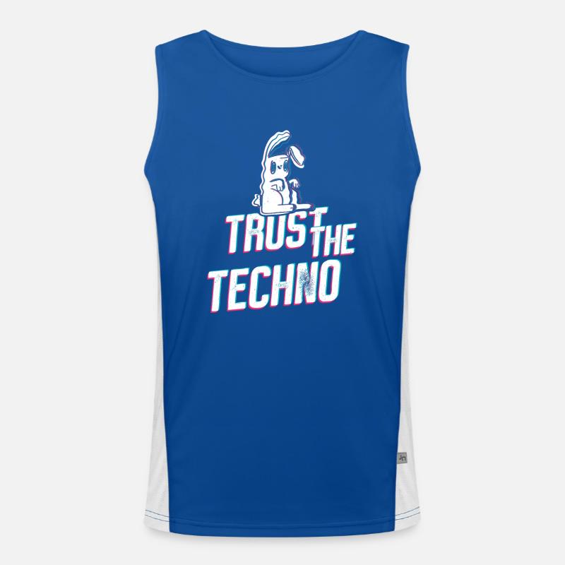 Trust the Techno Bunny Funktionelles Kontrast-Tank Top für Männer 