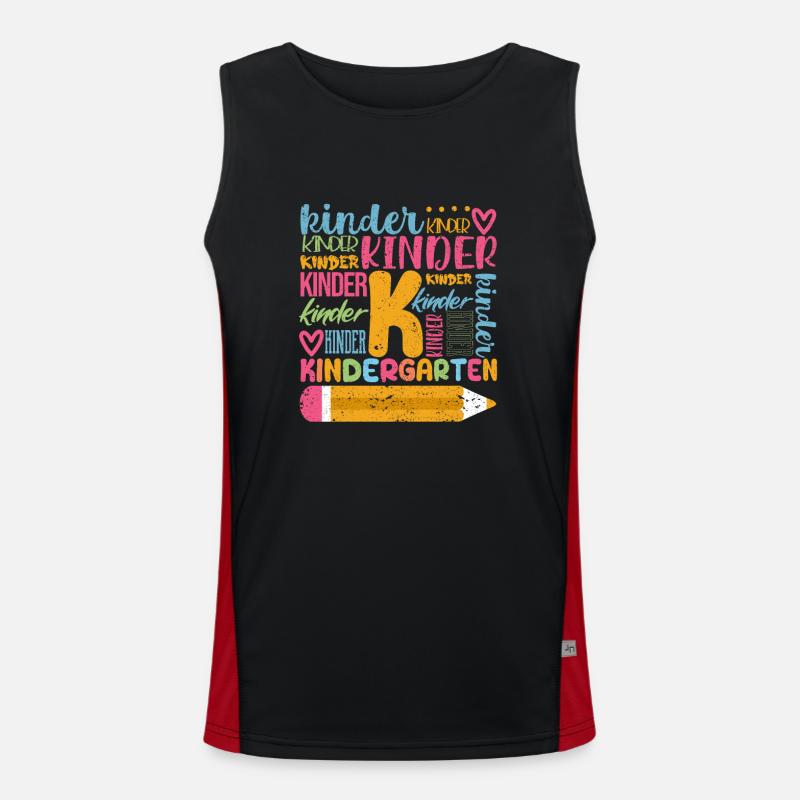 Kindergarten Typography Team Kids Teacher Back Men's Functional Contrast Tank Top 