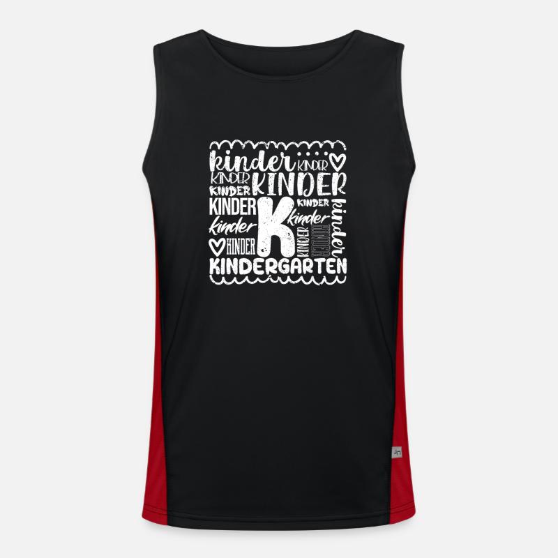Kindergarten Typographie Team Kinder Teacher Back Funktionelles Kontrast-Tank Top für Männer 