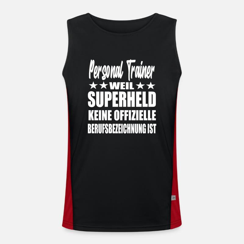 Personal Trainer Superheld Spruch Funktionelles Kontrast-Tank Top für Männer 