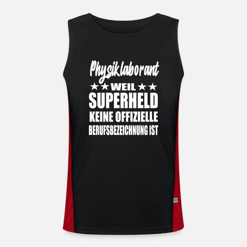 Physiklaborant Superheld Spruch Funktionelles Kontrast-Tank Top für Männer 