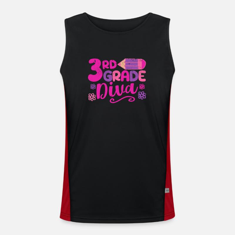 3rd Grade Diva Funny Third Grader Teacher Men's Functional Contrast Tank Top 