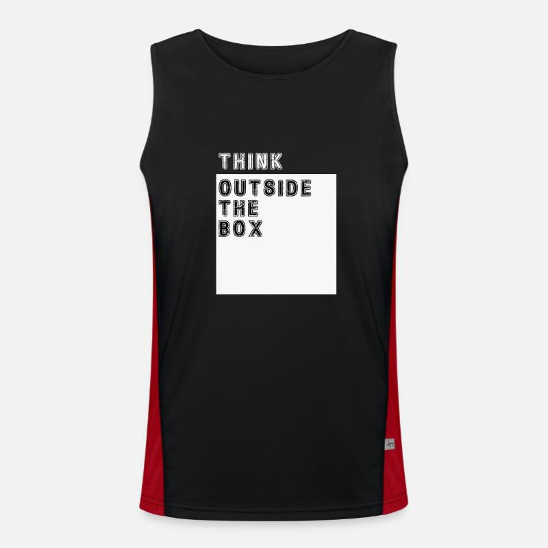 Think Outside The Box Lustiger Spruch Funktionelles Kontrast-Tank Top für Männer 