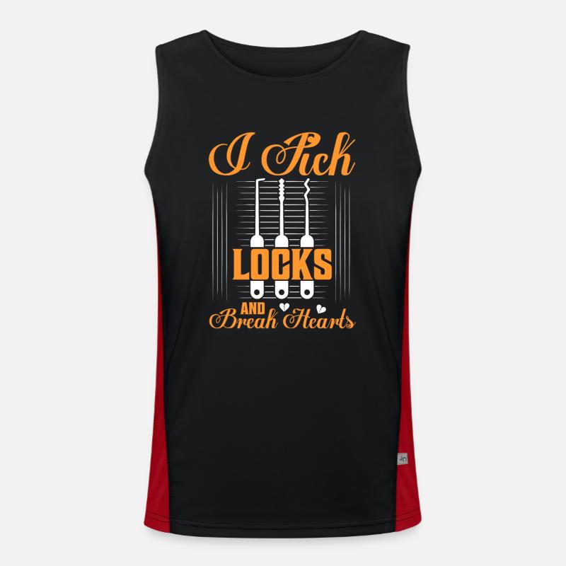 I Pick Locks And Break Hearts Locksmith Lockpicker Men's Functional Contrast Tank Top 
