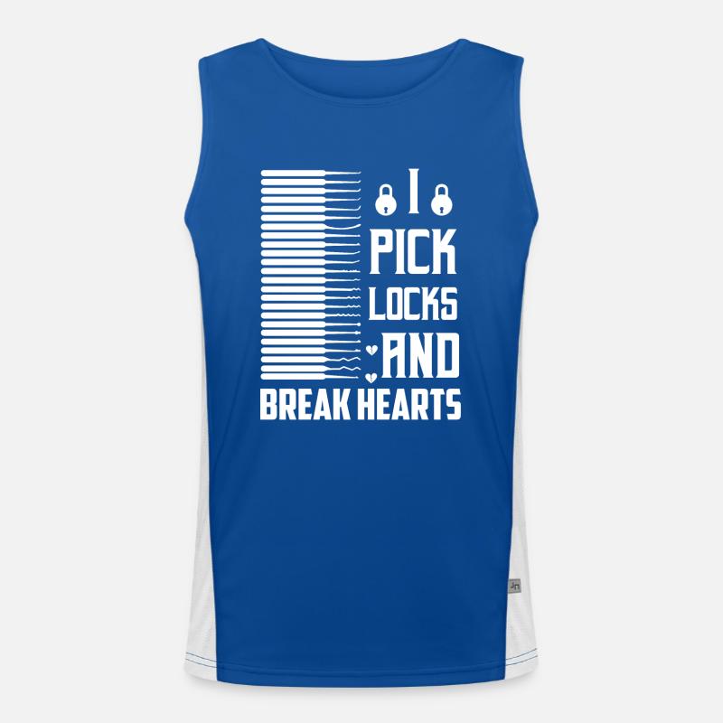 I Pick Locks And Break Hearts Lockpicker Locksmith Men's Functional Contrast Tank Top 