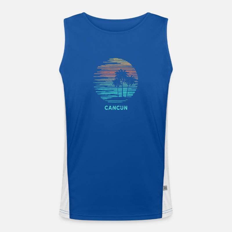 Cancun Mexico Cool Souvenir Vacation Artistic Men's Functional Contrast Tank Top 