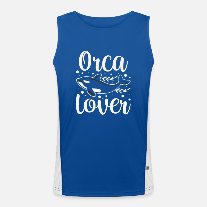 Orca Lovers Orcas Whale Protect Sea Men's Functional Contrast Tank Top 