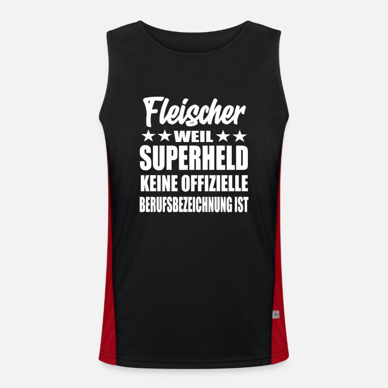 Fleischer Superheld Spruch Funktionelles Kontrast-Tank Top für Männer 