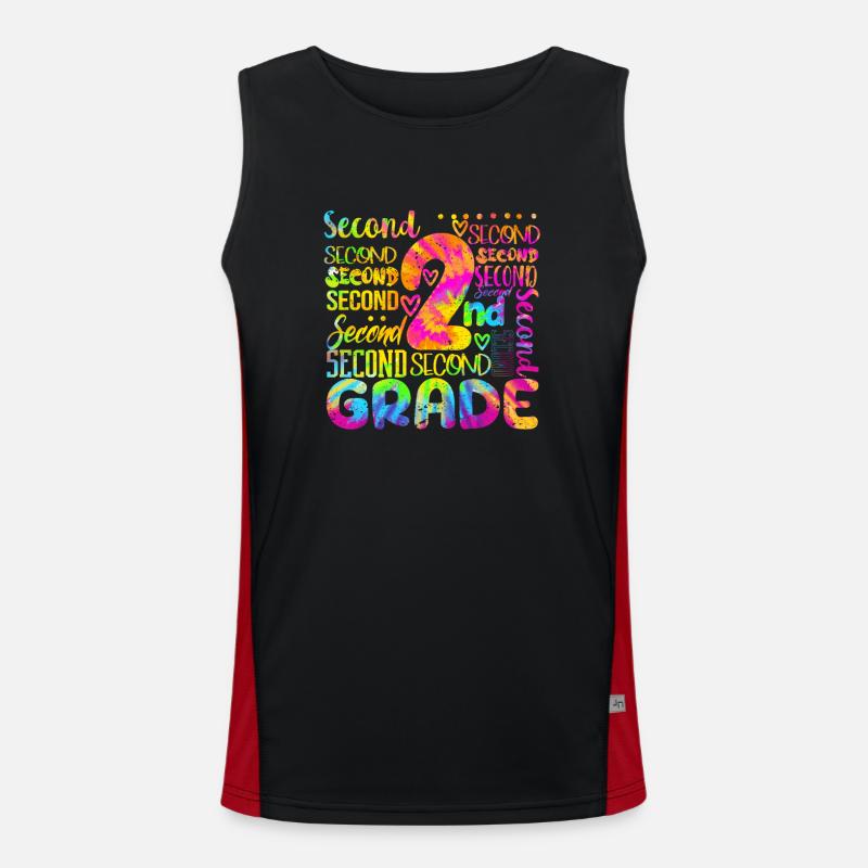 Tie Dye 2nd Grade Typography Team Teacher Second Débardeur respirant contrasté Homme 