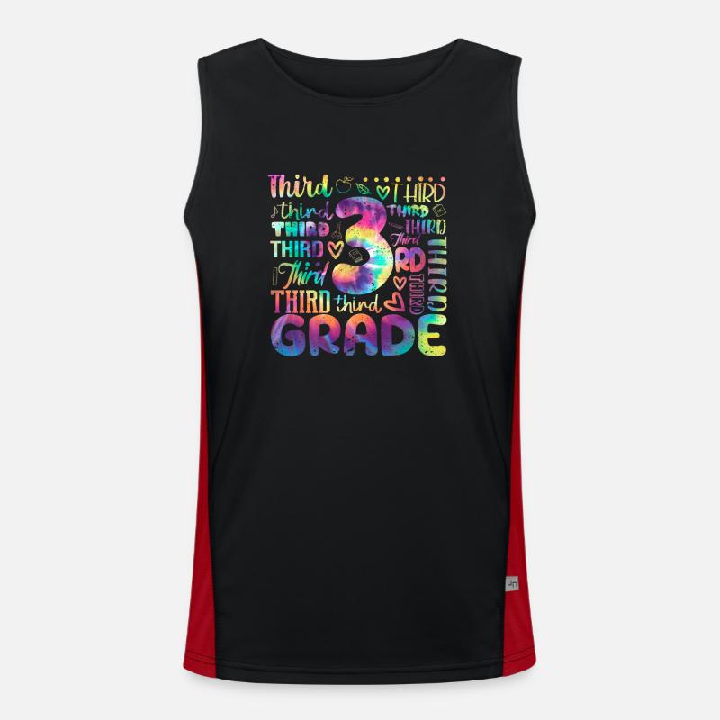 Tie Dye 3rd Class Typography Team Third Class Men's Functional Contrast Tank Top 
