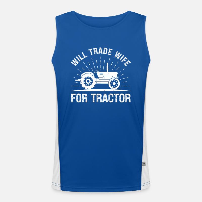Tausche Ehefrau gegen Traktor Funktionelles Kontrast-Tank Top für Männer 
