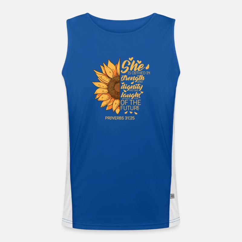 Christian Bible Verse Sunflower Lover Scriptures Men's Functional Contrast Tank Top 