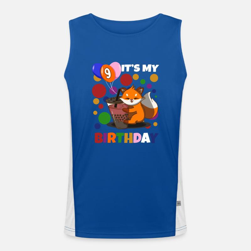 9. Geburtstag Fuchs Funktionelles Kontrast-Tank Top für Männer 