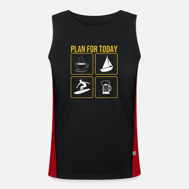 Plan for Today Coffee Boat Wave Wakeboard Beer Men's Functional Contrast Tank Top 