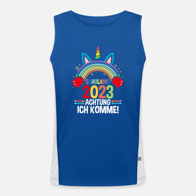 Schulkind 2023 Schulbeginn Einhorn Einschulung Funktionelles Kontrast-Tank Top für Männer 