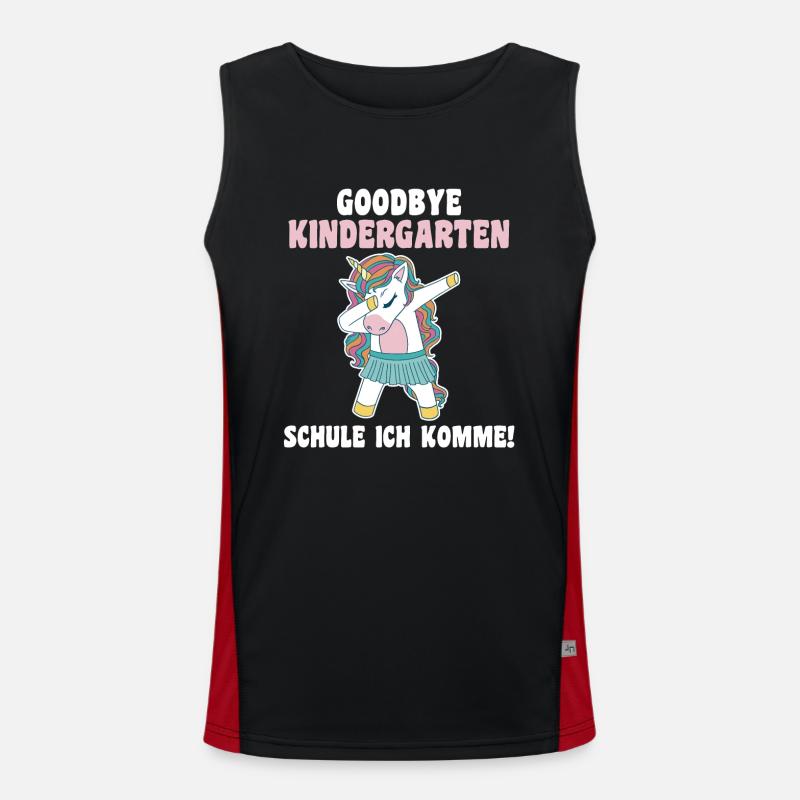 Schulkind Schulbeginn Einhorn Einschulung Funktionelles Kontrast-Tank Top für Männer 