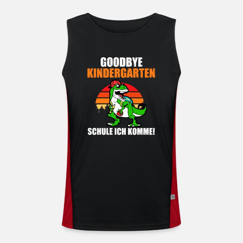 Schulkind Schulbeginn Dinosaurier Einschulung Funktionelles Kontrast-Tank Top für Männer 