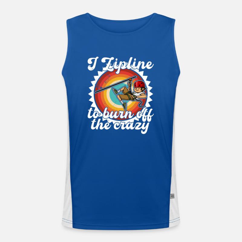 Ziplining, Ziplining, Zipline, Forest, Hobby, Mountains Men's Functional Contrast Tank Top 