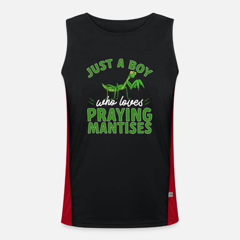 Praying mantis, insect collector, entomologist Men's Functional Contrast Tank Top 