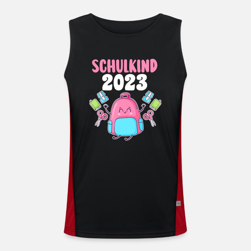 Schulkind 2023 Schulbeginn Einschulung Funktionelles Kontrast-Tank Top für Männer 