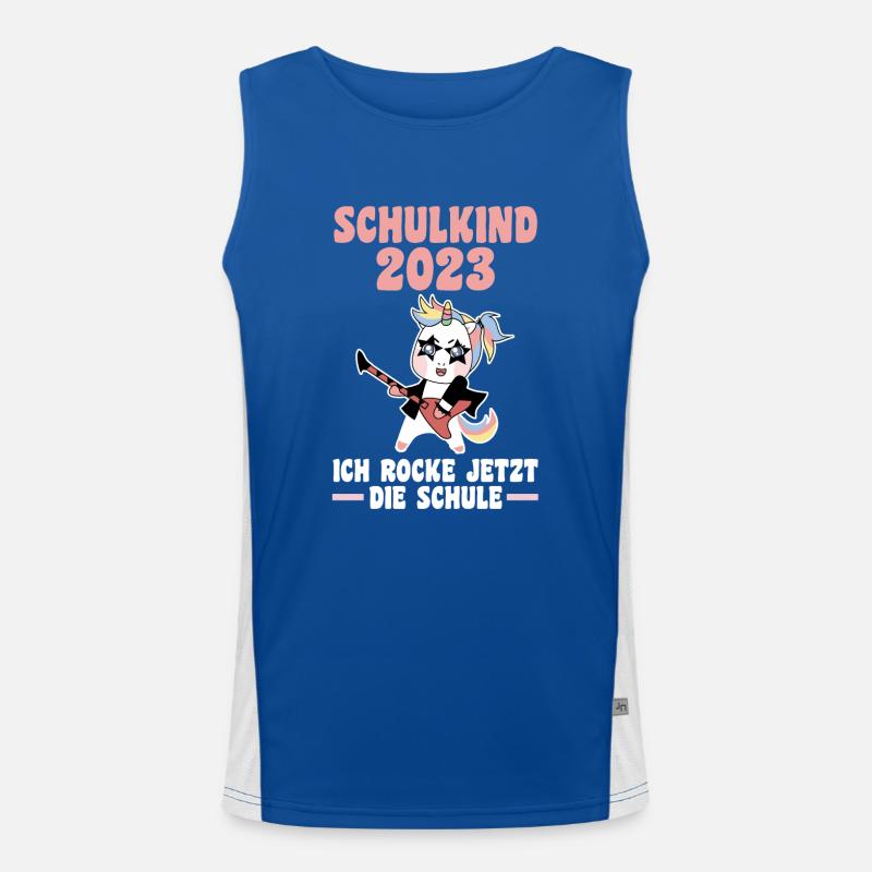Schulkind 2023 Schulbeginn Einhorn Einschulung Funktionelles Kontrast-Tank Top für Männer 