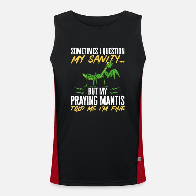 Praying mantis, insect collector, entomologist Men's Functional Contrast Tank Top 