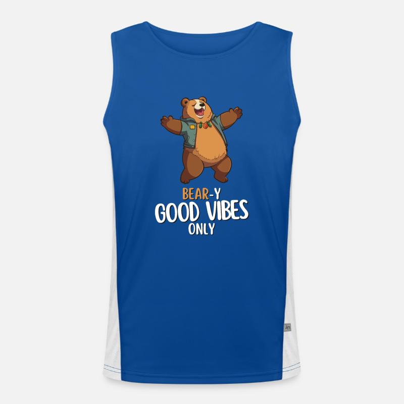 "Bear-Y Good Vibes Only" - Funny saying with bear Men's Functional Contrast Tank Top 