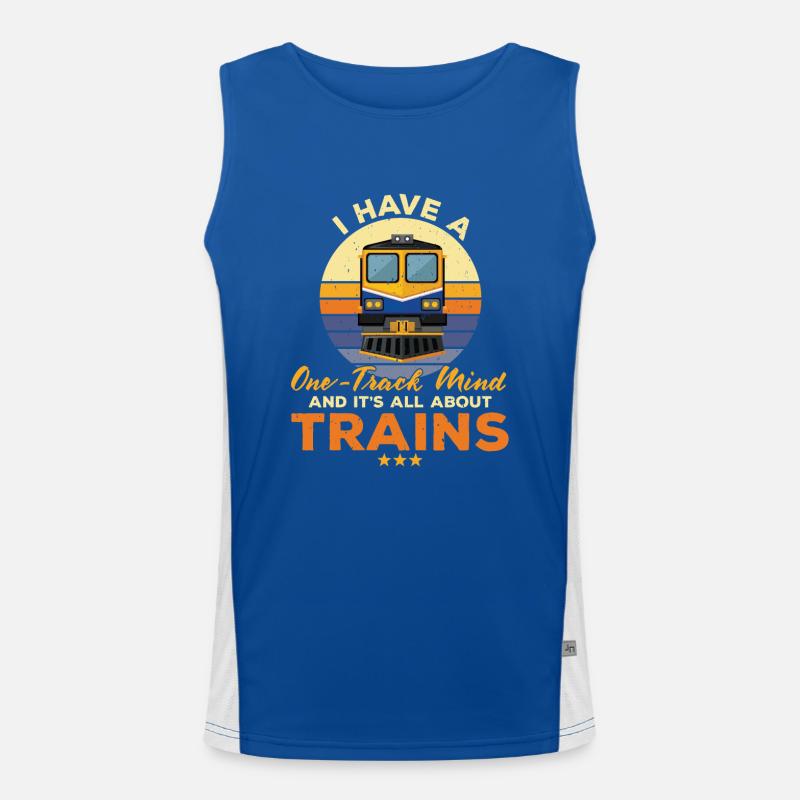 Funny Train Lover Railway Outfit Men's Functional Contrast Tank Top 