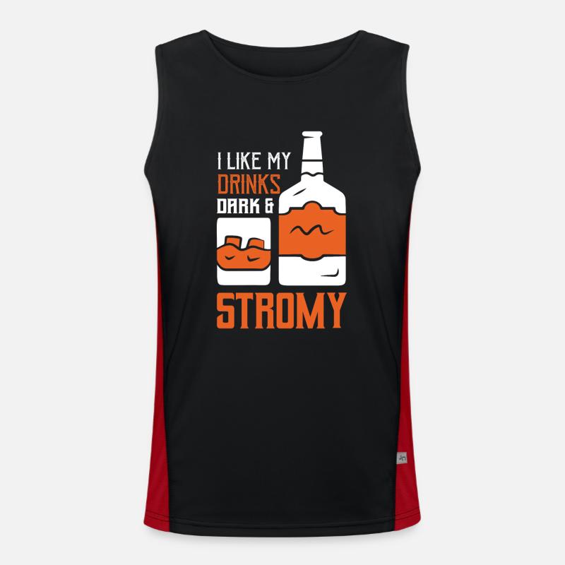 I Like My Drinks Dark & Stromy Drinking Rum Men's Functional Contrast Tank Top 