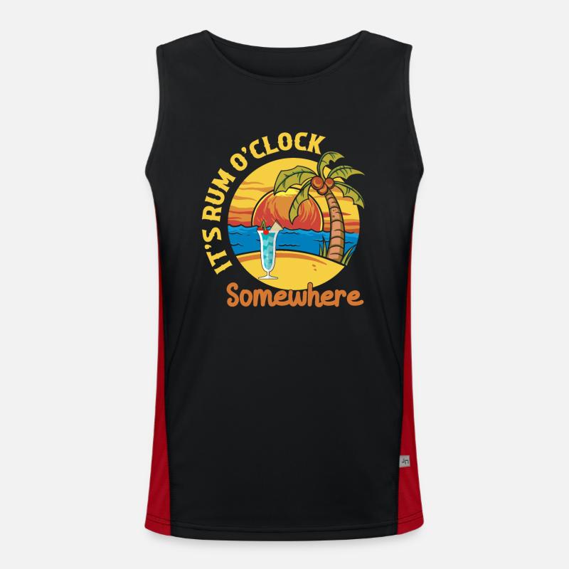 It's Rum O'Clock Somewhere Drinking Alcohol Funktionelles Kontrast-Tank Top für Männer 