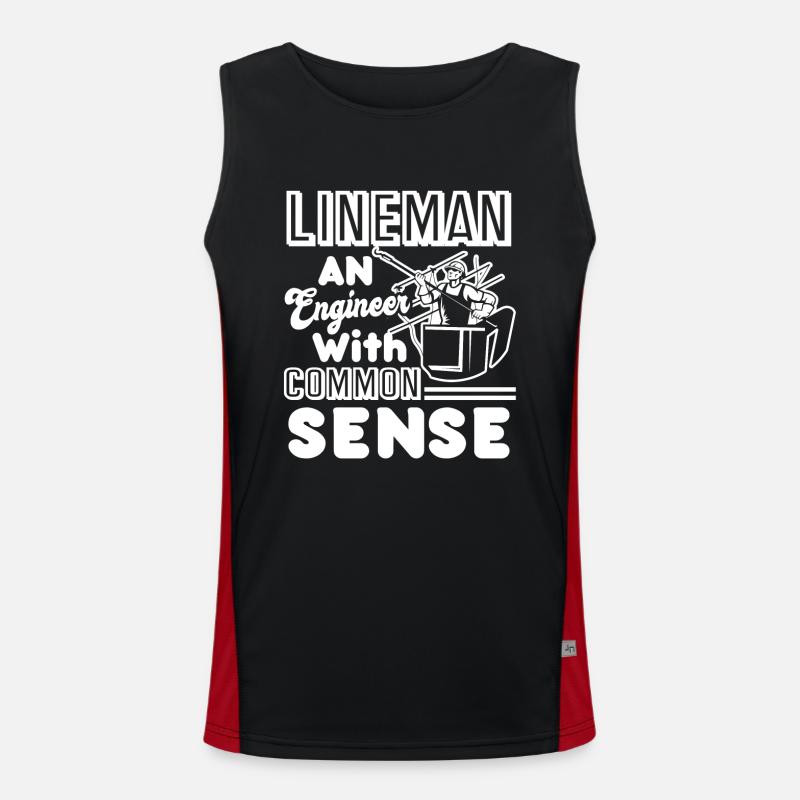 Lineman Is An Engineer With Common Sense Men's Functional Contrast Tank Top 