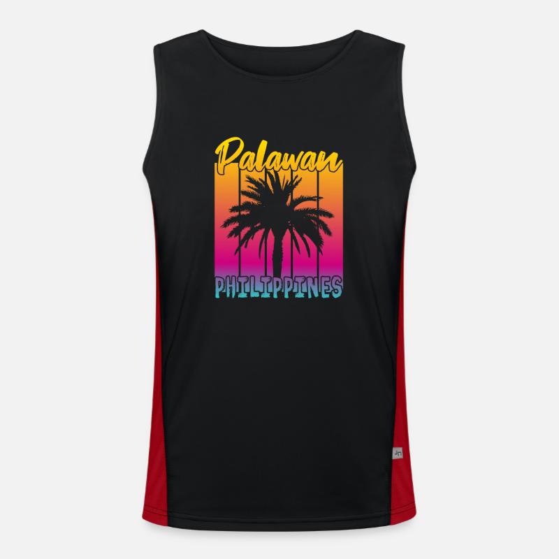 Palawan Philippines Sunset - Men's Functional Contrast Tank Top  - black/red