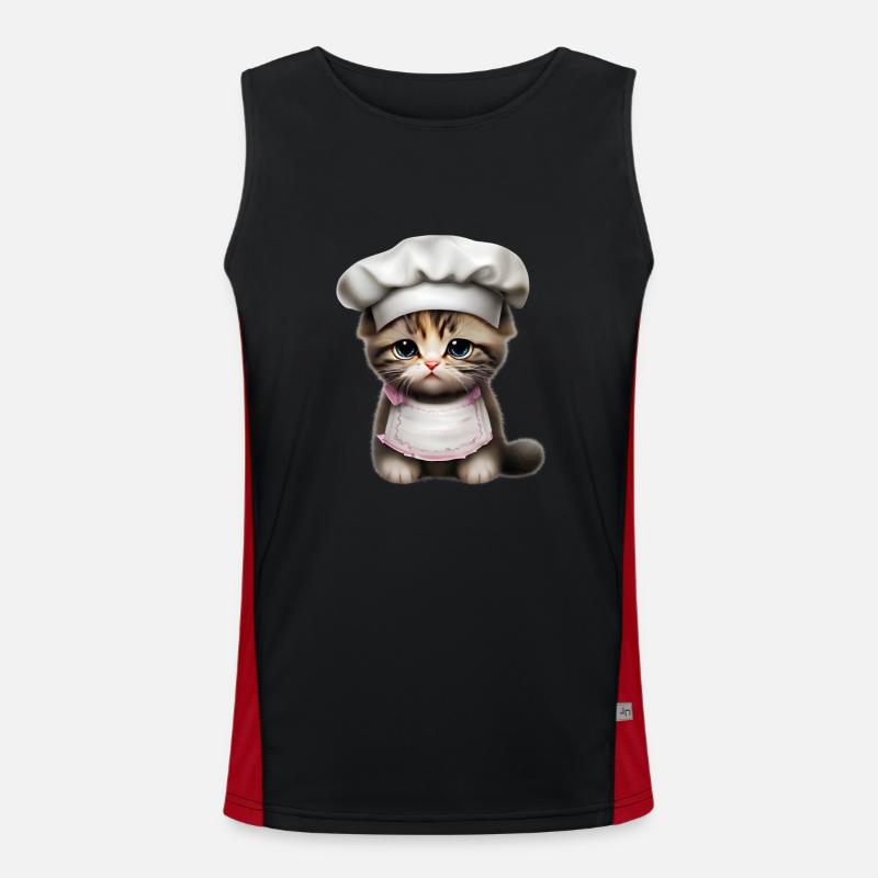 Chef Cat - Men's Functional Contrast Tank Top  - black/red