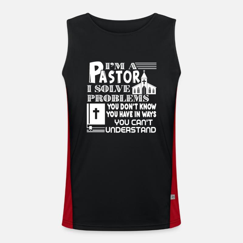 Pastor Pastor I Solve Problems Men's Functional Contrast Tank Top 