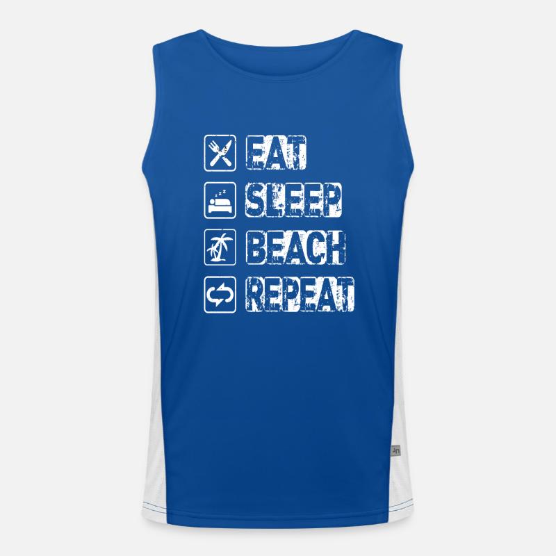Eat Sleep Beach Repeat Funktionelles Kontrast-Tank Top für Männer 