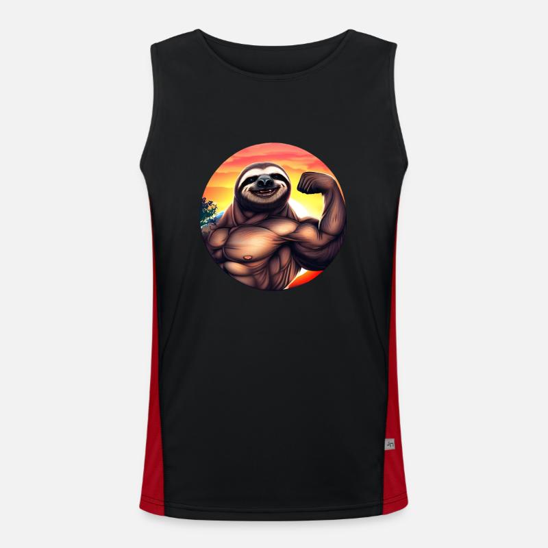 Muscular sloth in sunset Men's Functional Contrast Tank Top 