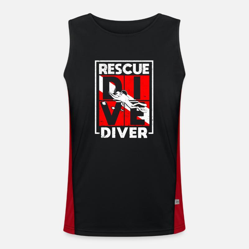 Diving Rescue Diver Flag Diver Instructor Men's Functional Contrast Tank Top 