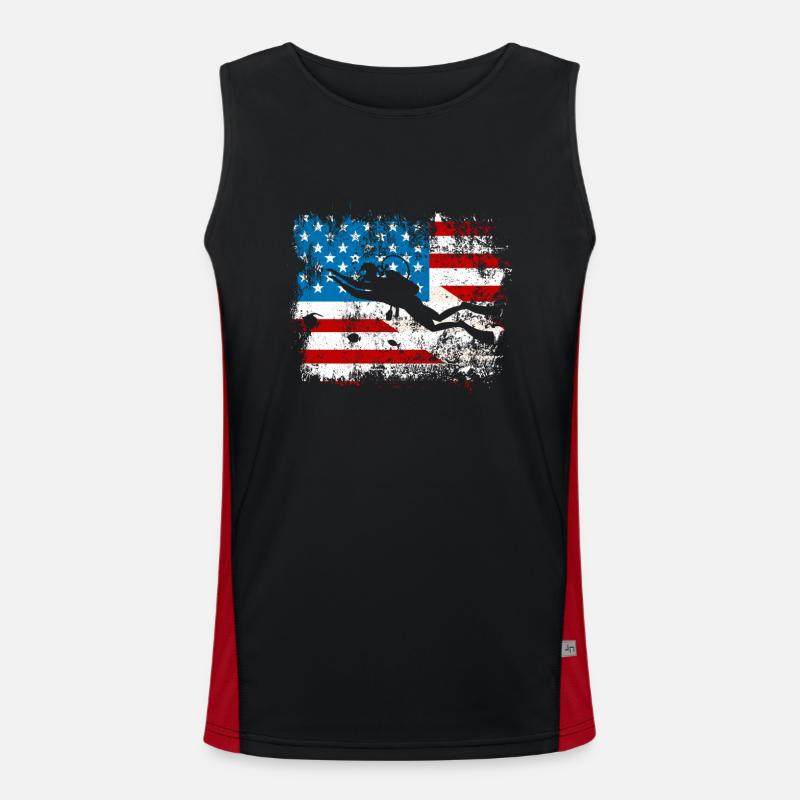 Plongée Drapeau Américain Plongeur Down Plongée US Débardeur respirant contrasté Homme 