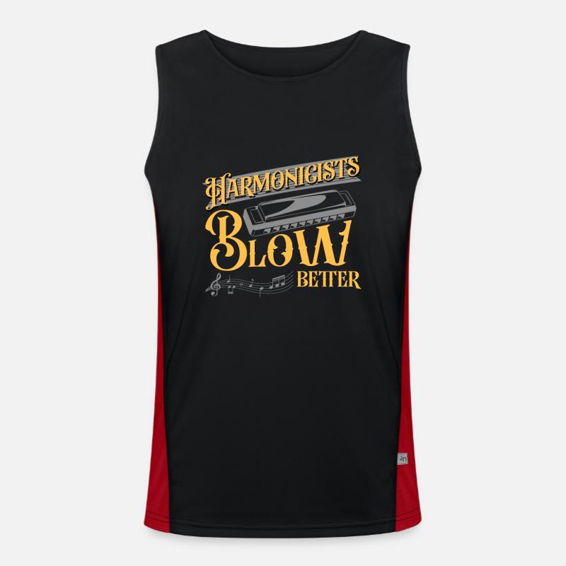 Harmonicists Blow Better Harmonica Player Gift Funktionelles Kontrast-Tank Top für Männer 