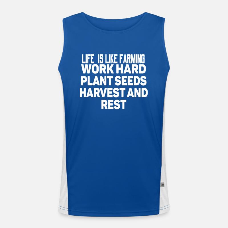 Life is like a farm - work hard, pf Men's Functional Contrast Tank Top 