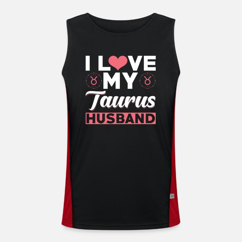 Ich Liebe meinen Stier Ehemann Funktionelles Kontrast-Tank Top für Männer 