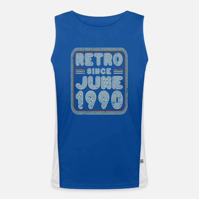 Birthday June 1990 Retro Gift Men's Functional Contrast Tank Top 