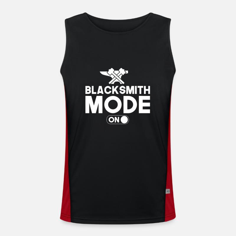 Blacksmith Mode On Metalsmith Gift Idea - Men's Functional Contrast Tank Top  - black/red