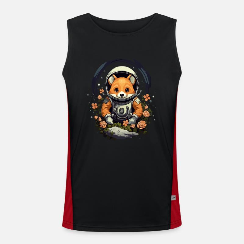 Renard de dessin animé mignon en astronaute dans l’espace avec Débardeur respirant contrasté Homme 