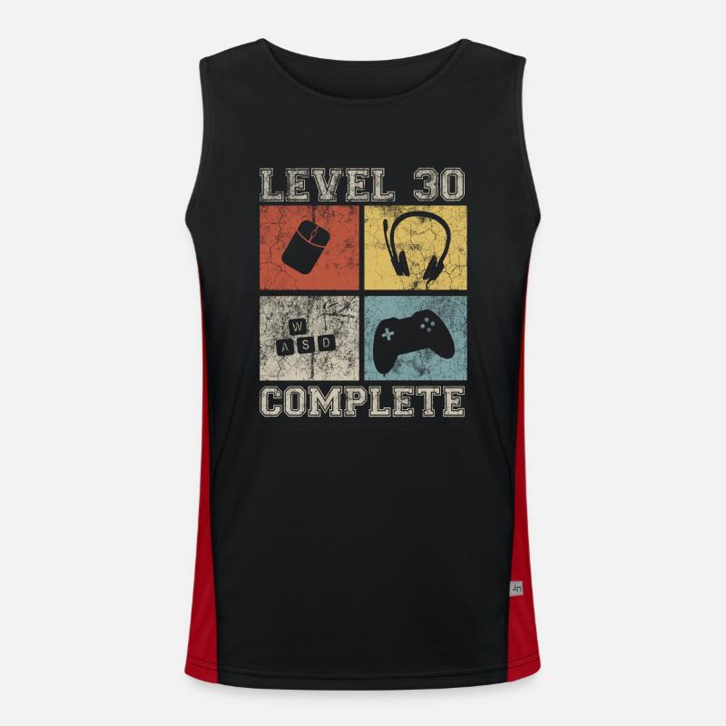 30 Geburtstag Gamer Level 30 complete Vintage Funktionelles Kontrast-Tank Top für Männer 