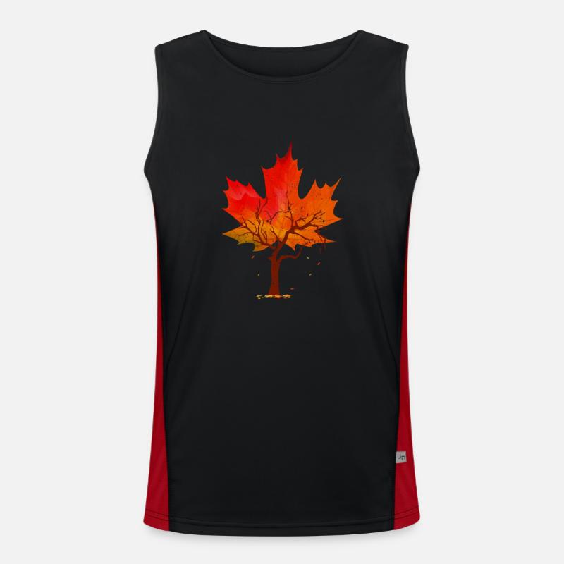 Maple Leaf Autumn Tree Red Yellow Orange Autumn Leaf Men's Functional Contrast Tank Top 