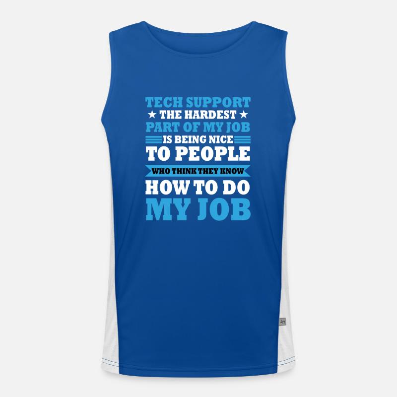 Funny Tech Support Joke Costume Men's Functional Contrast Tank Top 